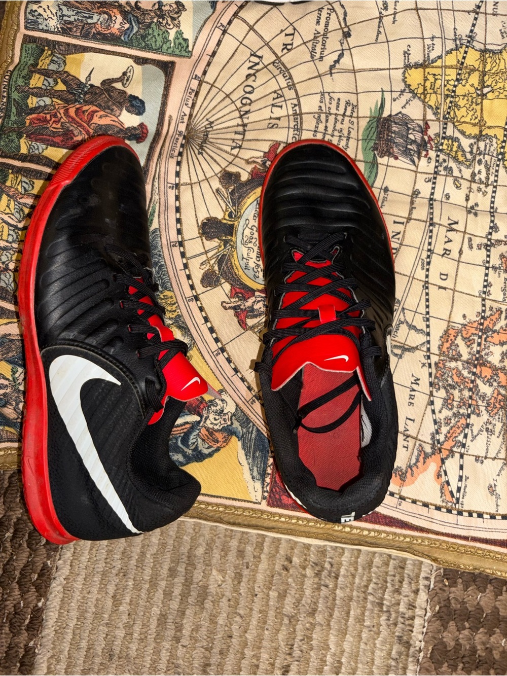 Nike Men’s Black & Red Athletic Shoes with White Swoosh